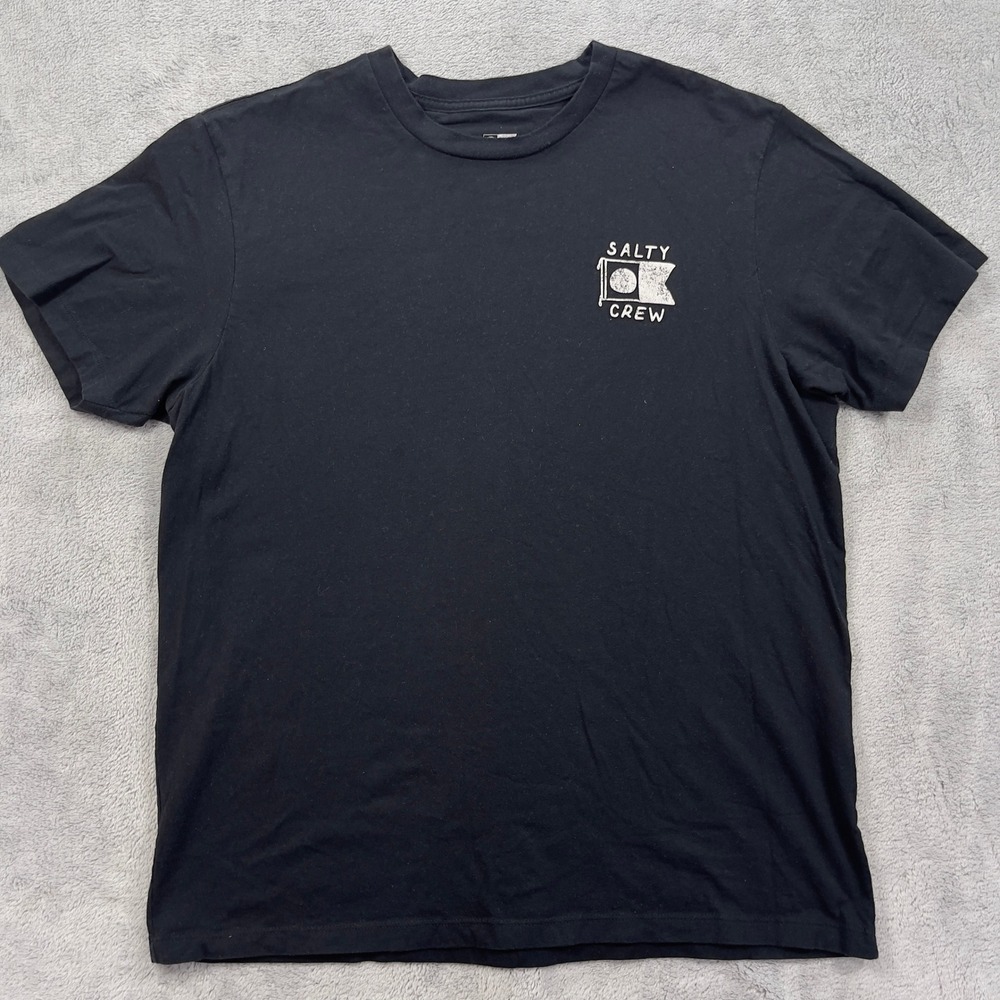 Salty Crew T-Shirt Mens XL Black Signal Flags Find Refuge In Sea Nautical Surf